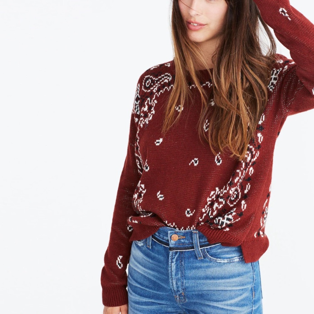 Madewell Bandana Pullover Sweater - Picture 2 of 12